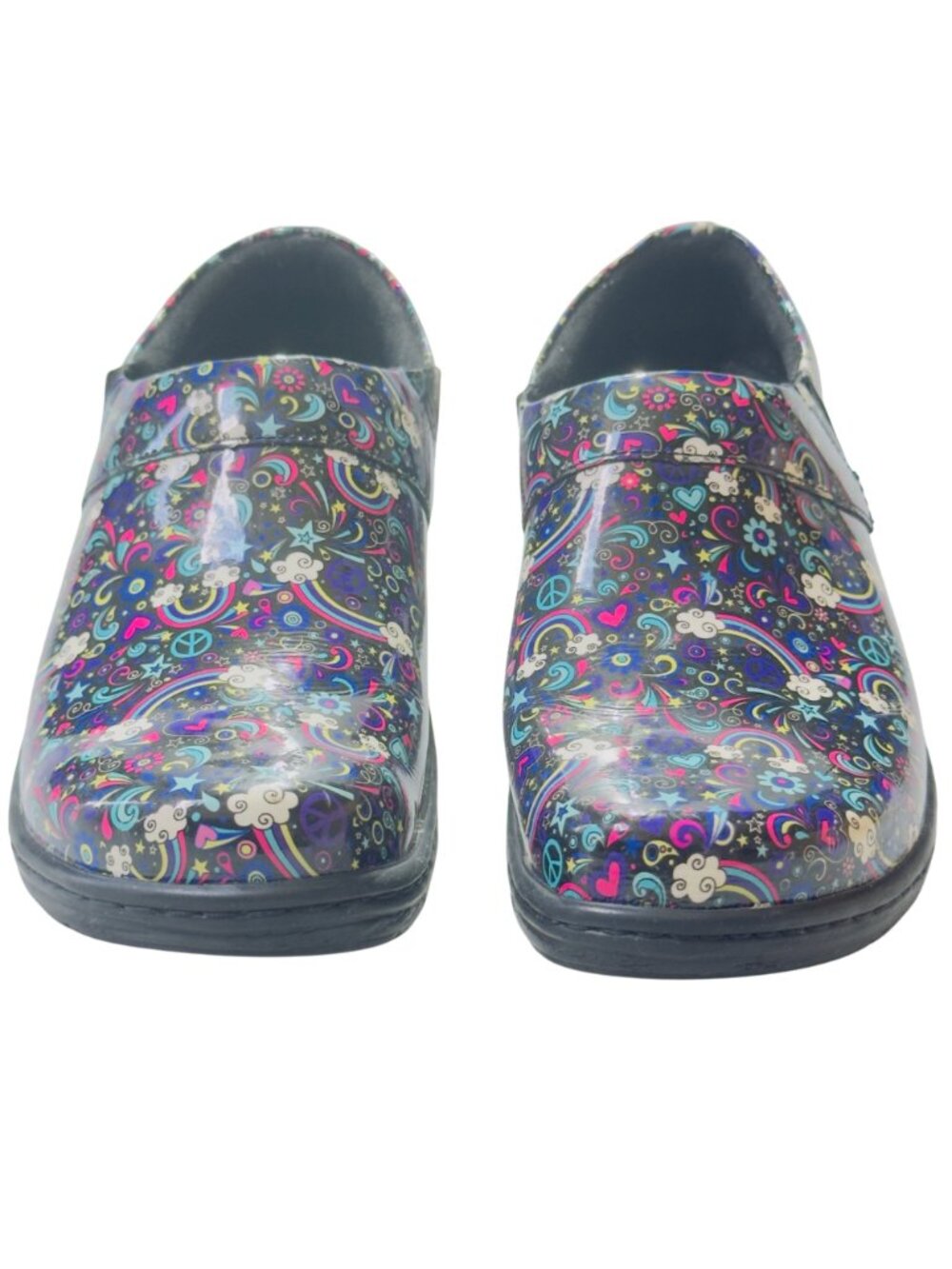 KLOGS Mission Womens Slip-On Shoes Size 8M Multicolor Peace/Love Print Non-Slip - Picture 2 of 11